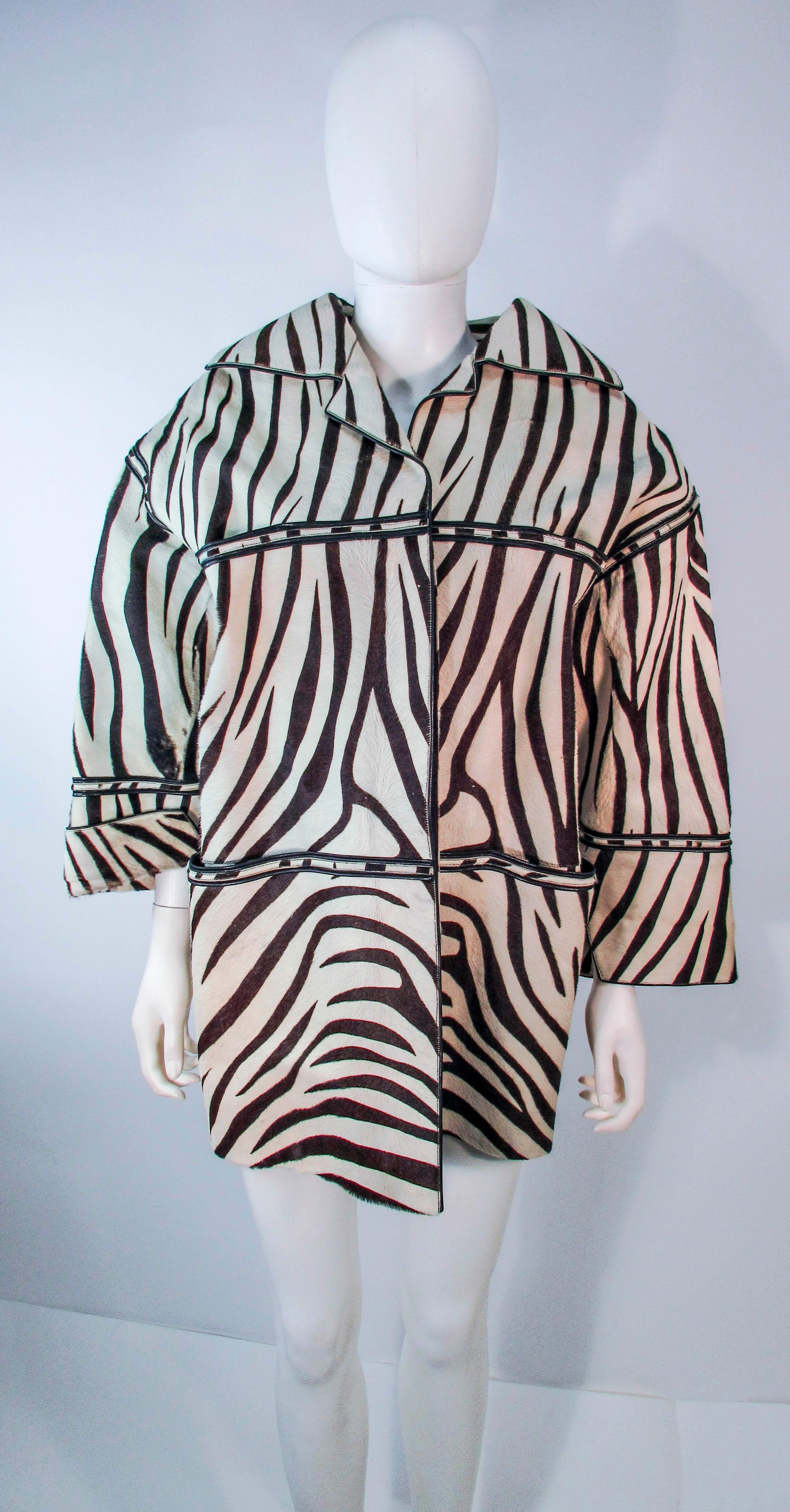 Gray AMEN WARDY Zebra Pattern Cowhide Coat Size 4 6 8  For Sale