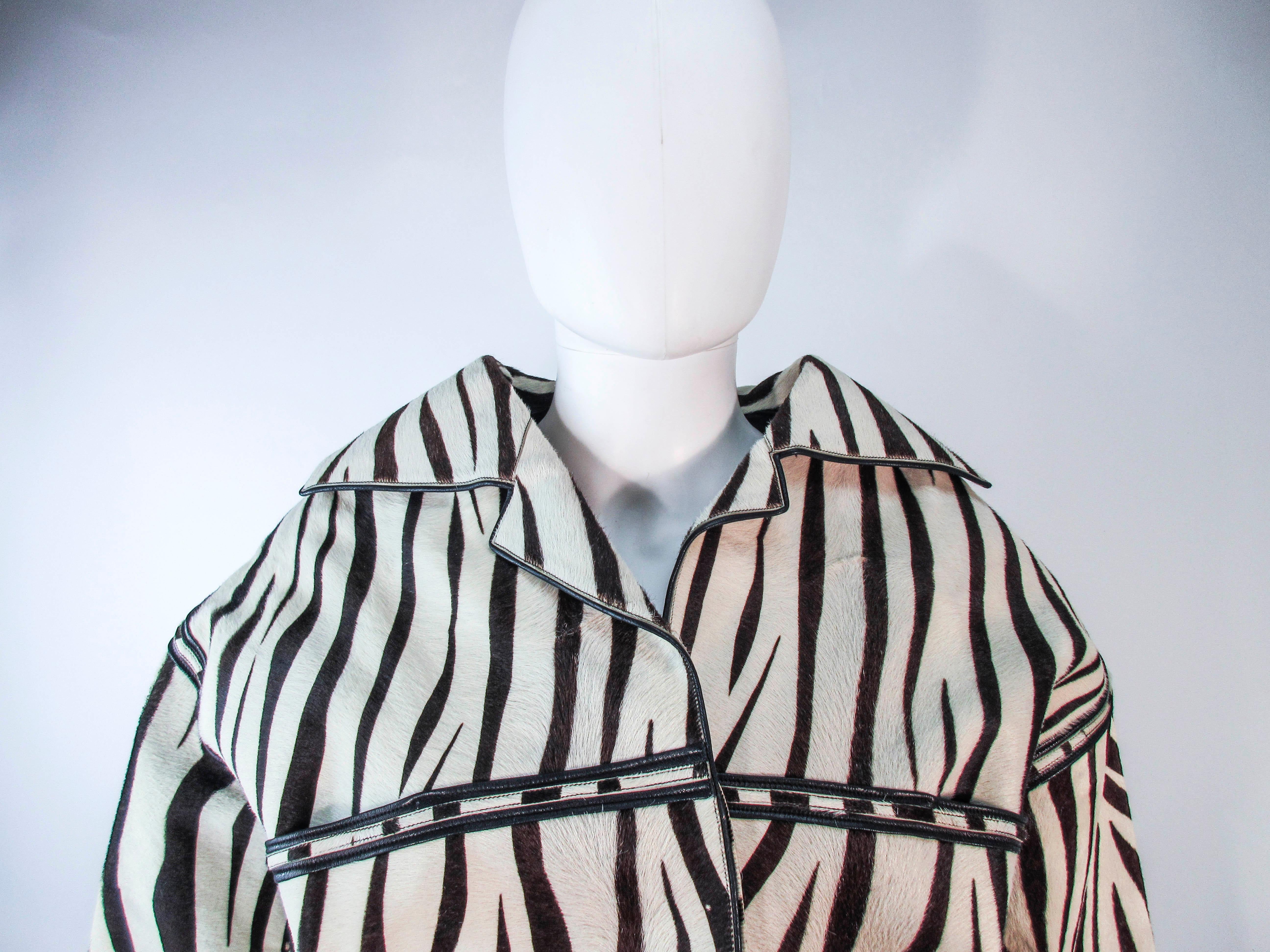 Women's AMEN WARDY Zebra Pattern Cowhide Coat Size 4 6 8  For Sale
