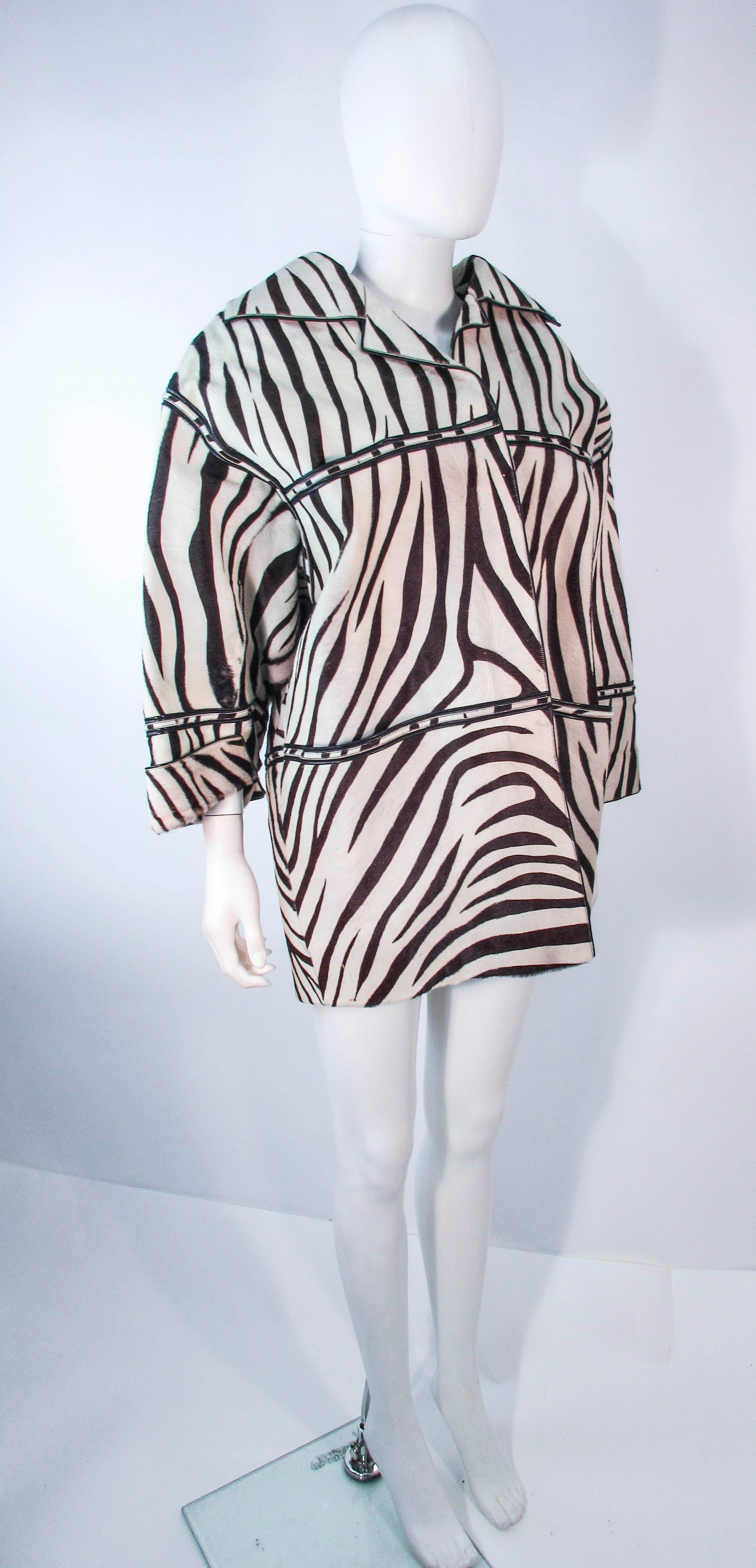 AMEN WARDY Zebra Pattern Cowhide Coat Size 4 6 8  For Sale 1