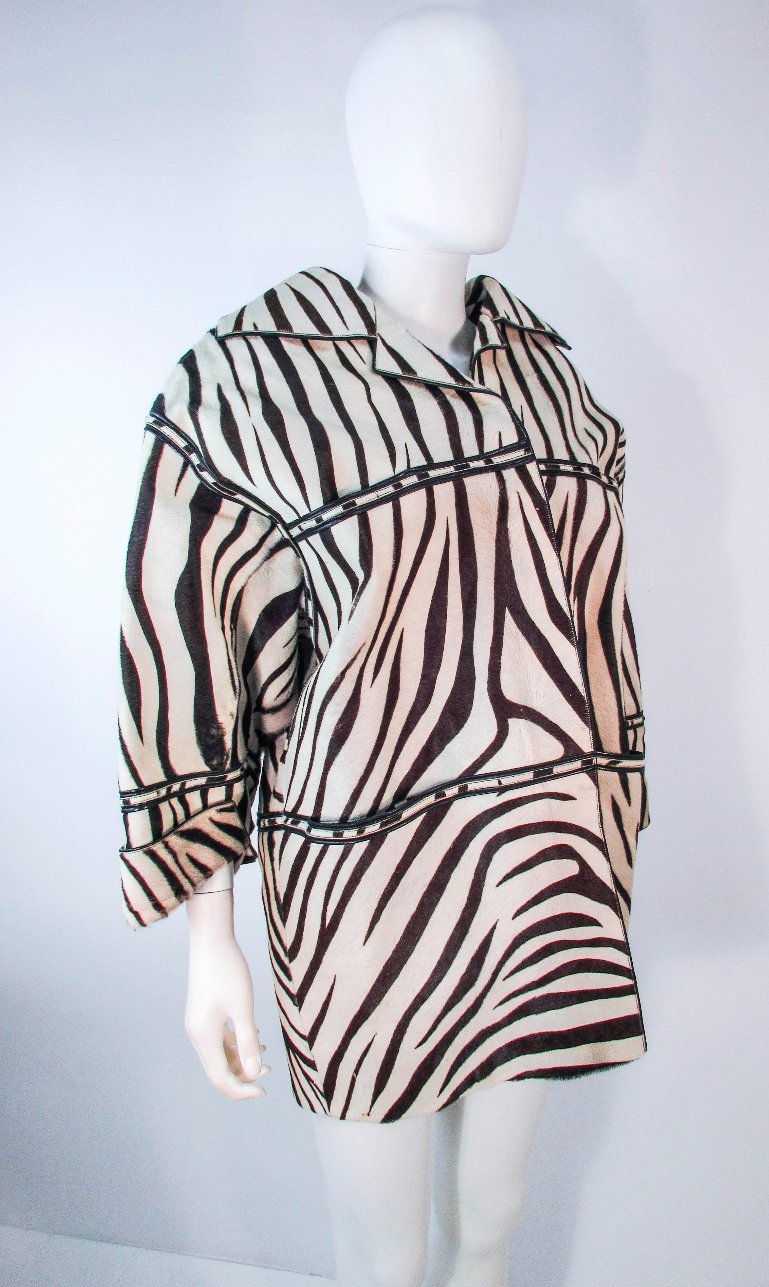 AMEN WARDY Zebra Pattern Cowhide Coat Size 4 6 8  For Sale 2