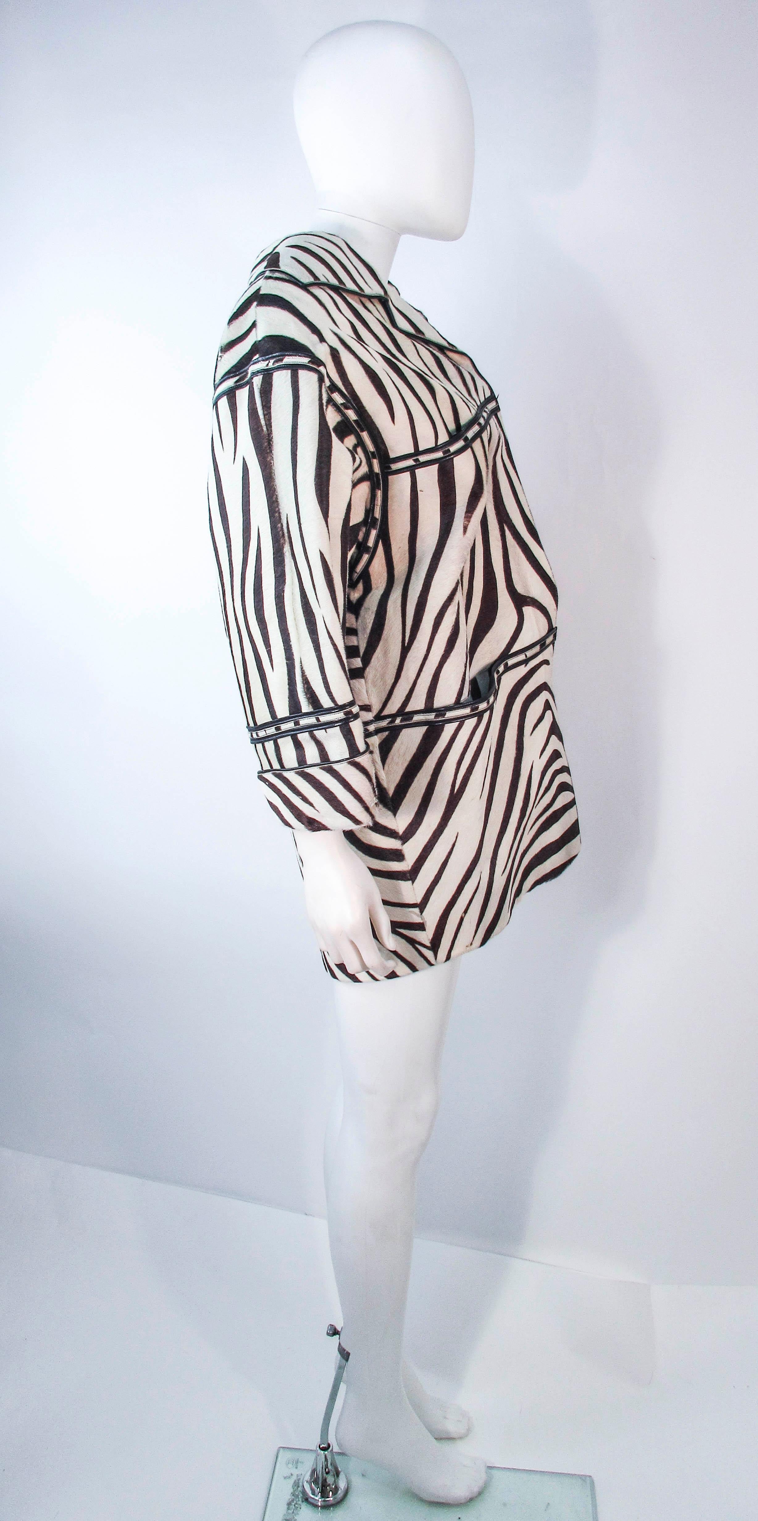 AMEN WARDY Zebra Pattern Cowhide Coat Size 4 6 8  For Sale 3