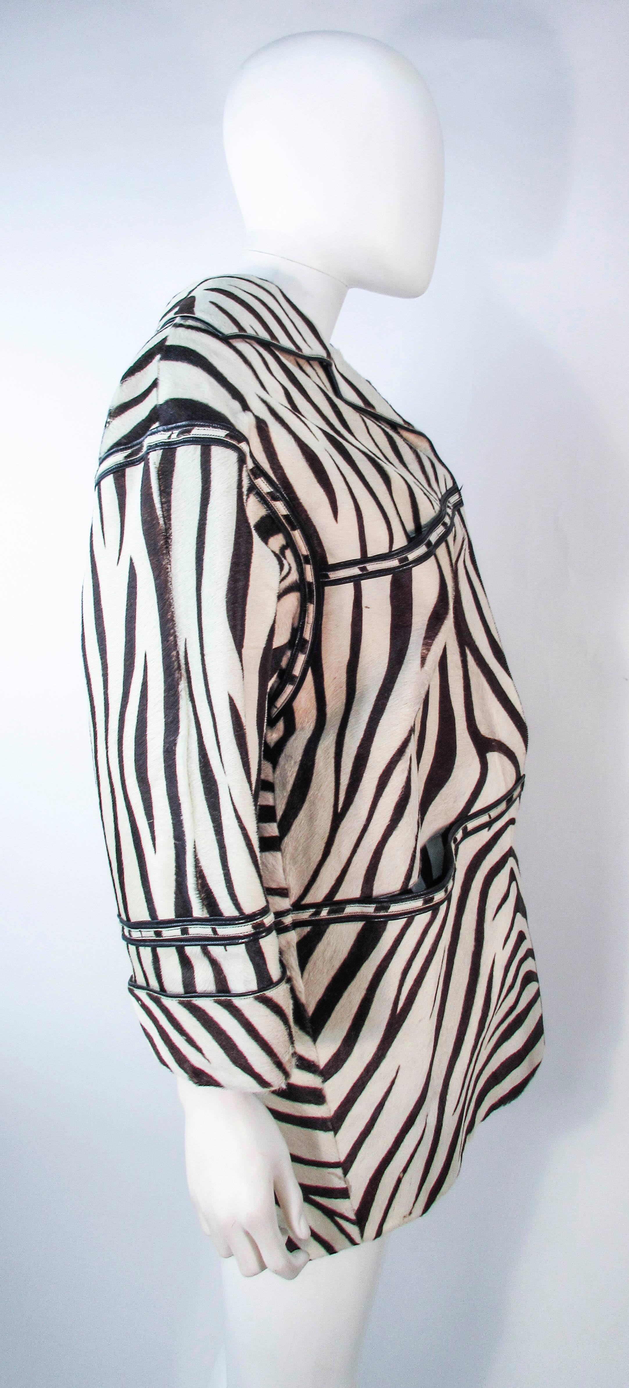 AMEN WARDY Zebra Pattern Cowhide Coat Size 4 6 8  For Sale 4