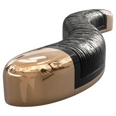 "Amendola" Bench, Bronze, Stainless Steel Details, Tailor made Leather, Istanbul