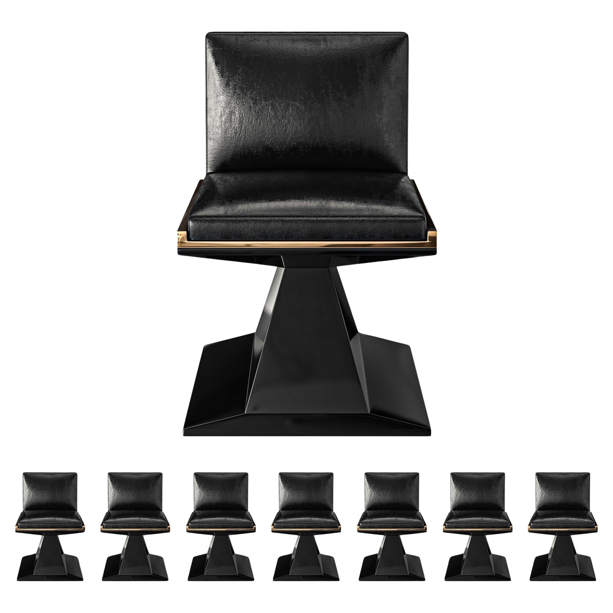 Stuhl „Amendola“, achtteilig, Edelstahl und Bronzedetails, Istanbul