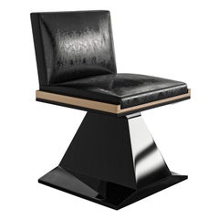 "Amendola" Chair with Stainless Steel and Bronze Details, Istanbul