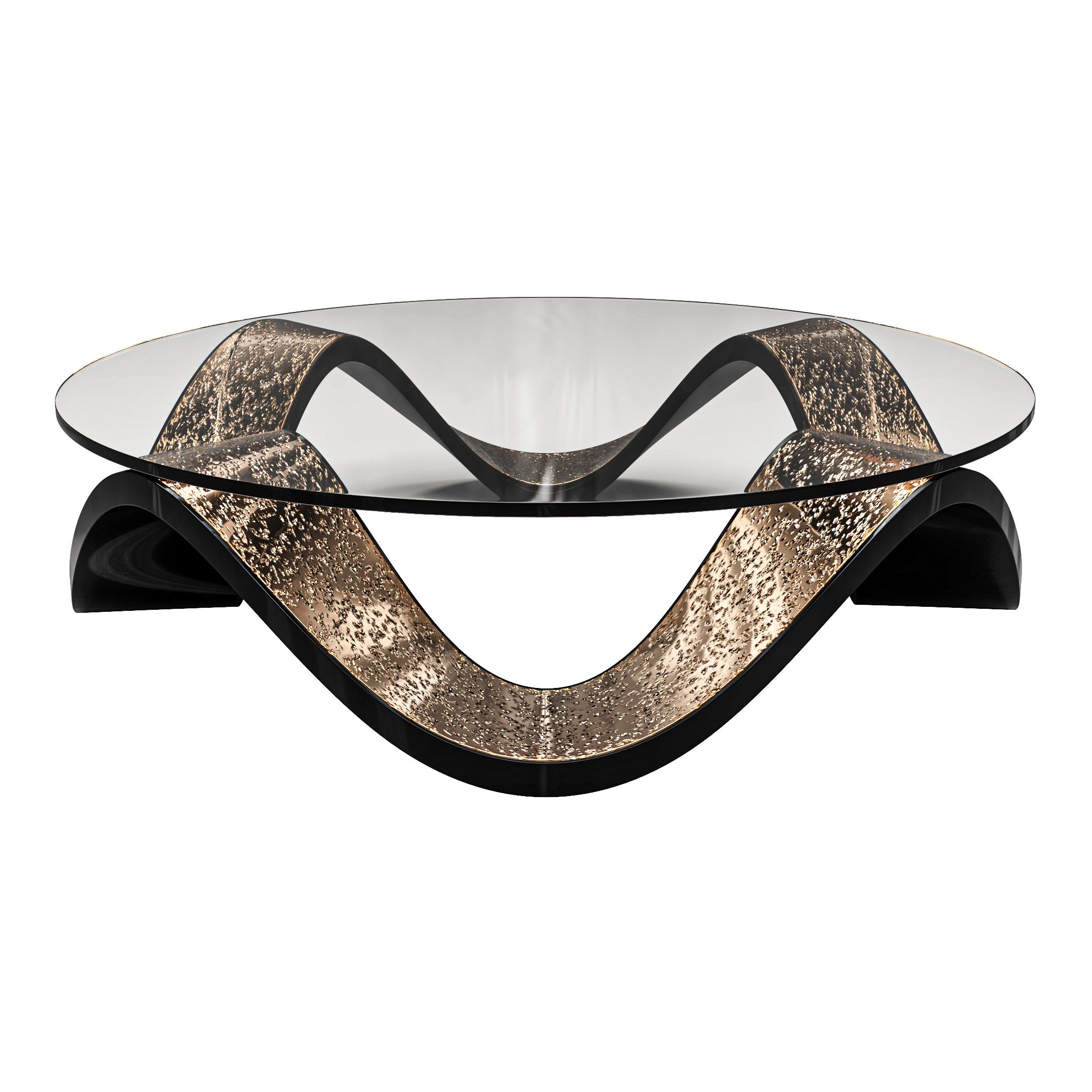 Turc Table basse Amendola, acier inoxydable et bronze texturé spécial, Istanbul en vente