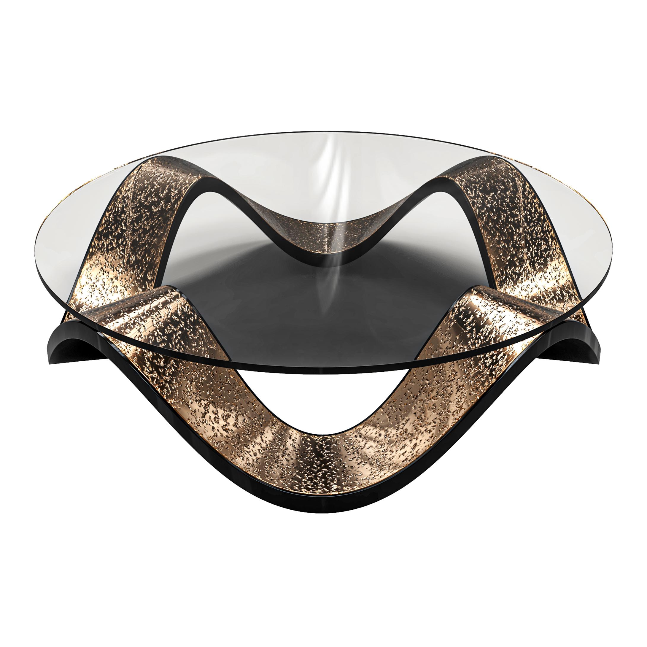 Fait main Table basse Amendola, acier inoxydable et bronze texturé spécial, Istanbul en vente