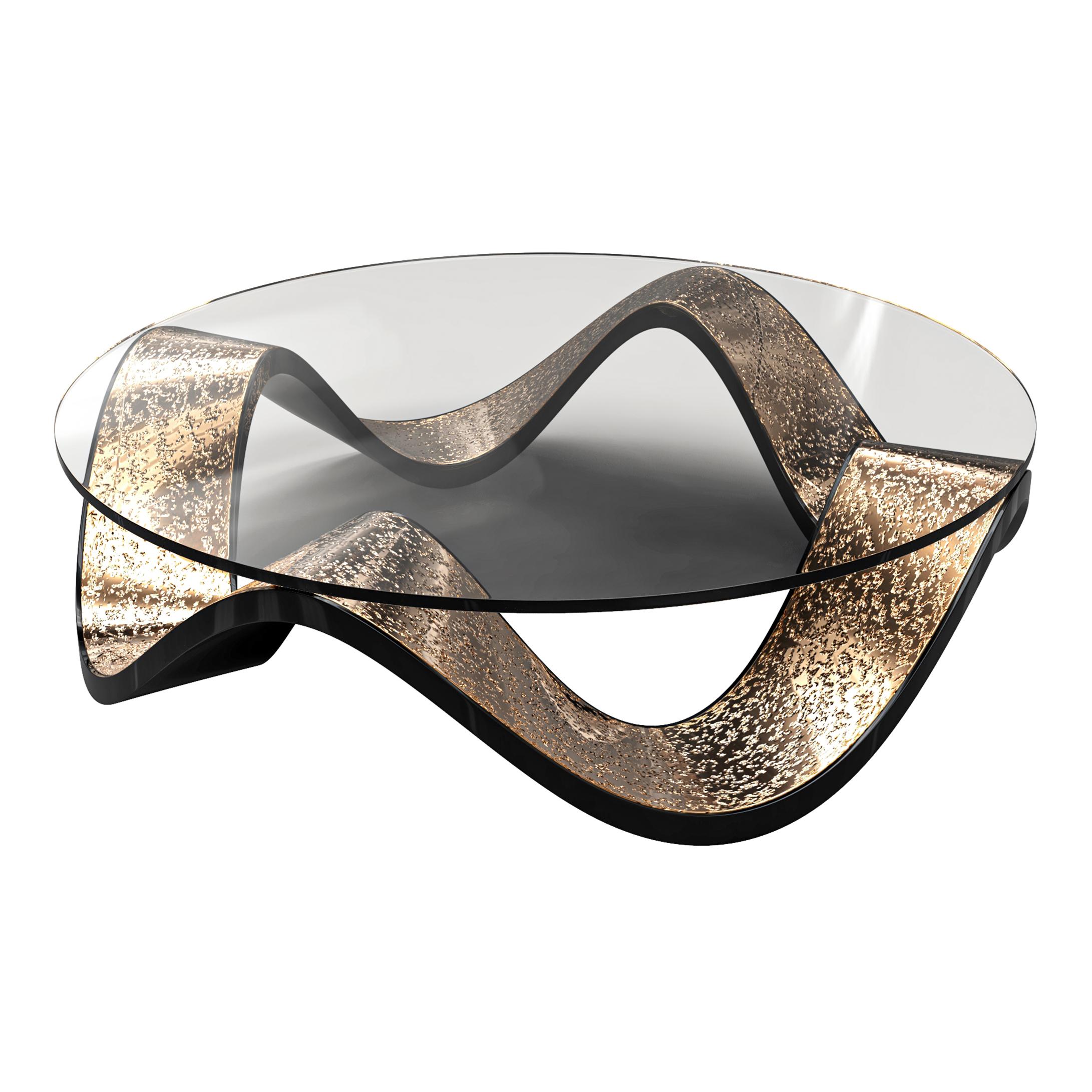 Bronze Table basse Amendola, acier inoxydable et bronze texturé spécial, Istanbul en vente