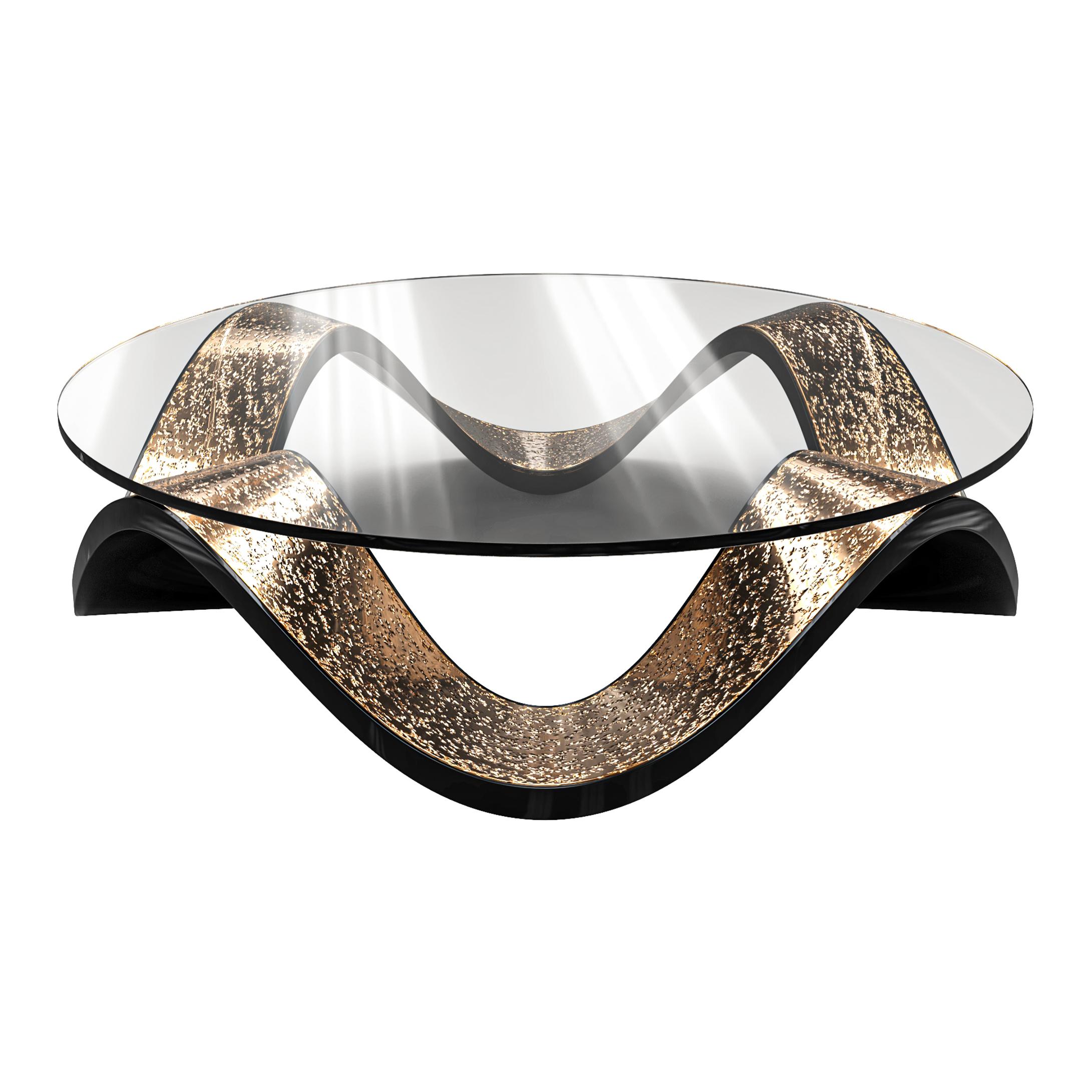 Table basse Amendola, acier inoxydable et bronze texturé spécial, Istanbul en vente 2