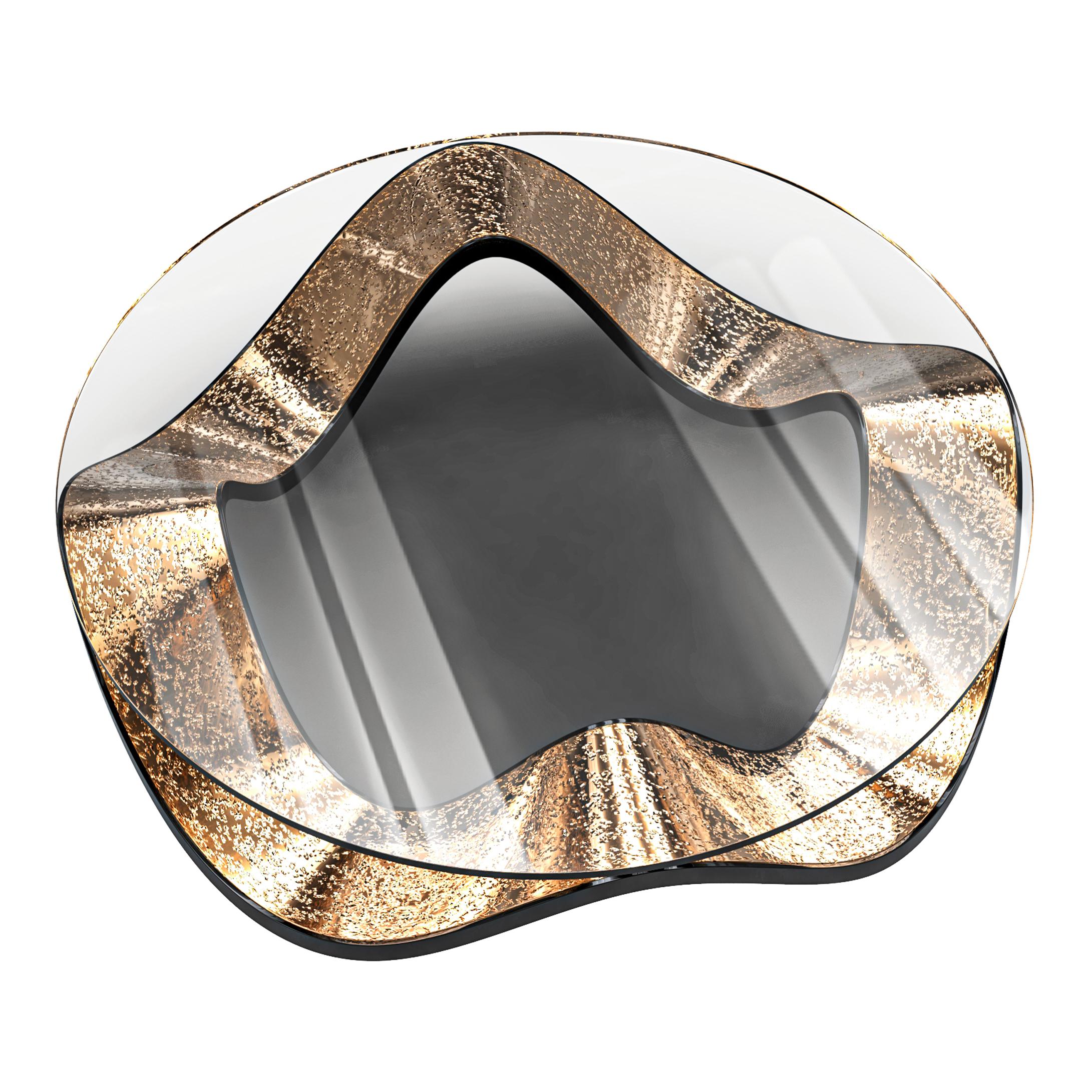 Table basse Amendola, acier inoxydable et bronze texturé spécial, Istanbul en vente 3