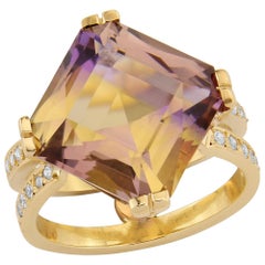 Amentrine Diamond Gold Cocktail Ring