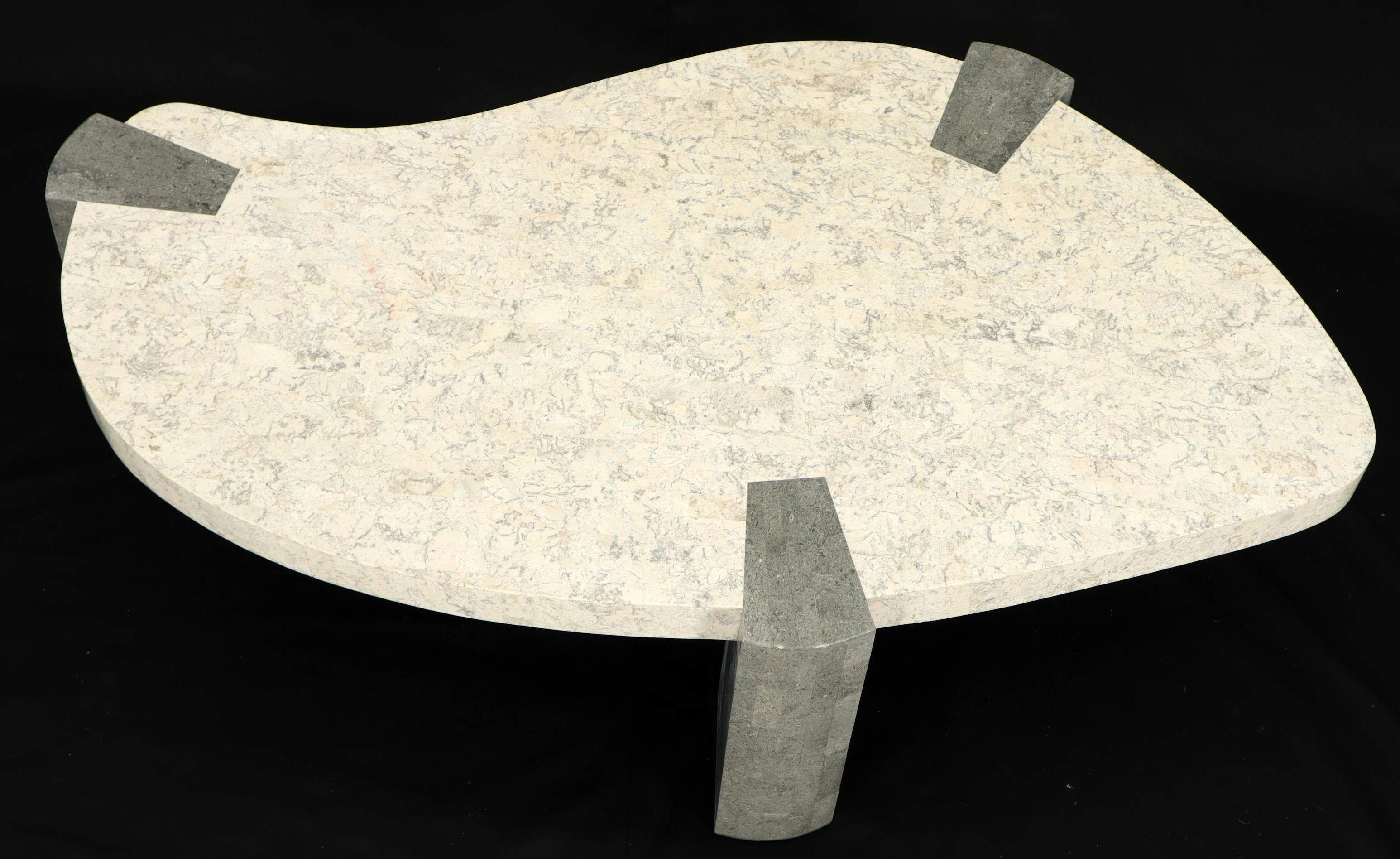 Ameoba Organic Kidney Shape Stone Marble Tile Veneer Coffee Table 3