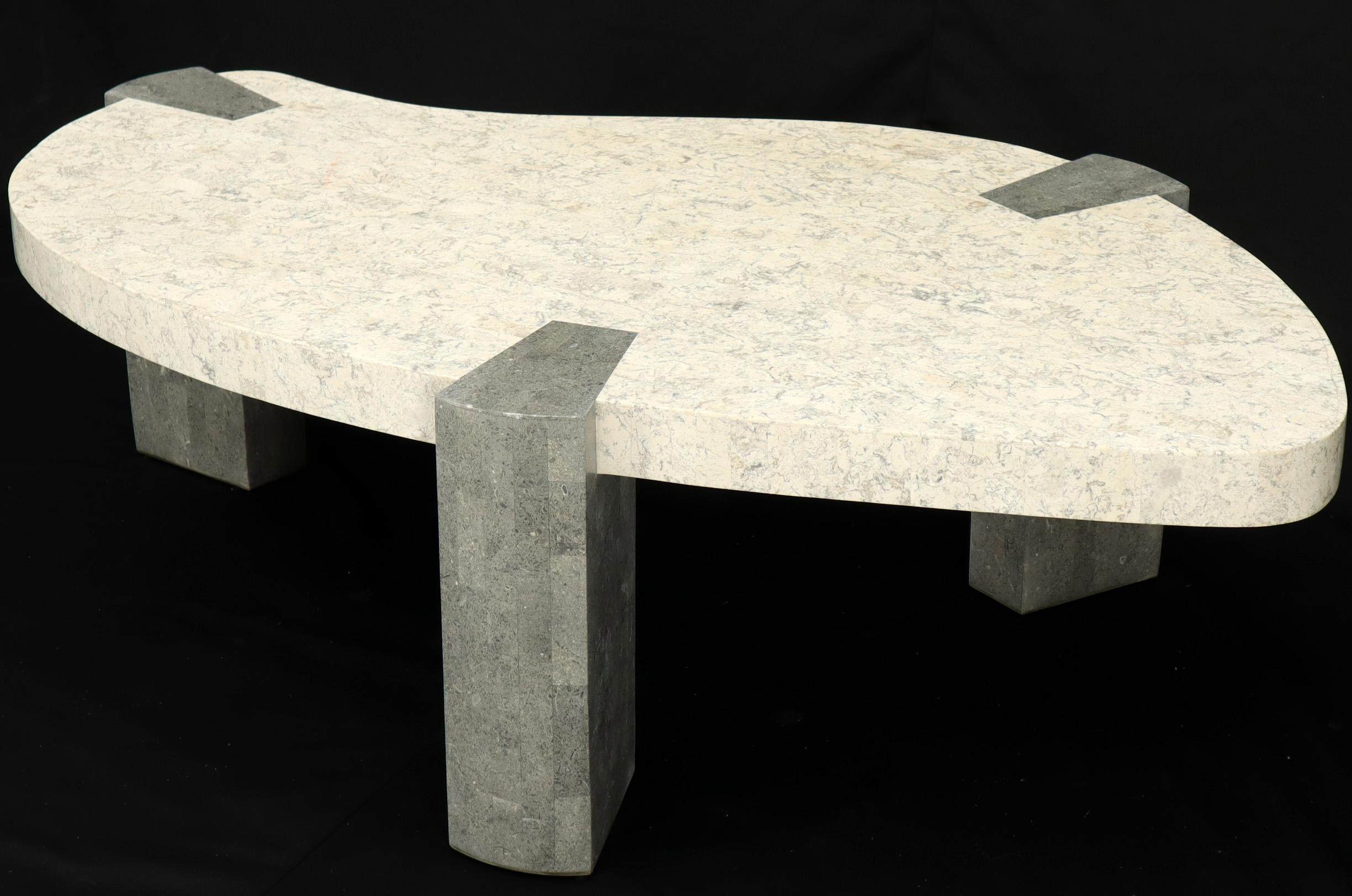 Ameoba Organic Kidney Shape Stone Marble Tile Veneer Coffee Table 6