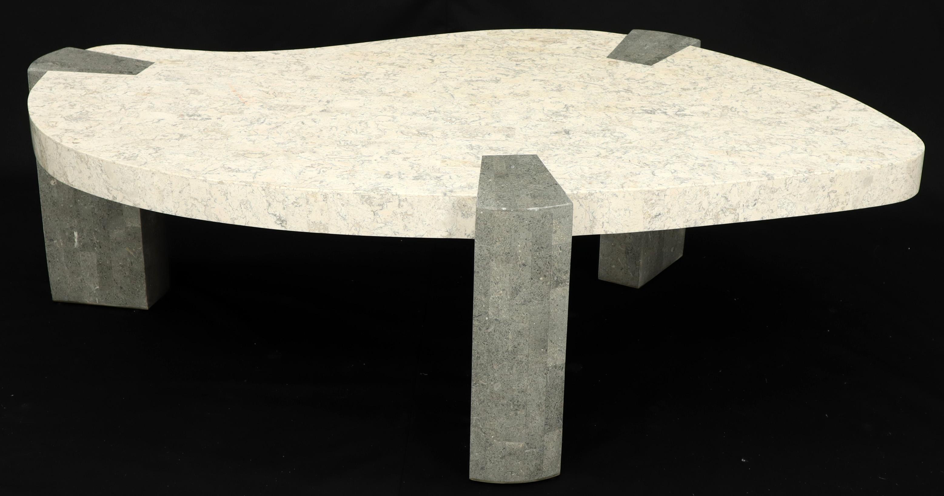Ameoba Organic Kidney Shape Stone Marble Tile Veneer Coffee Table 5