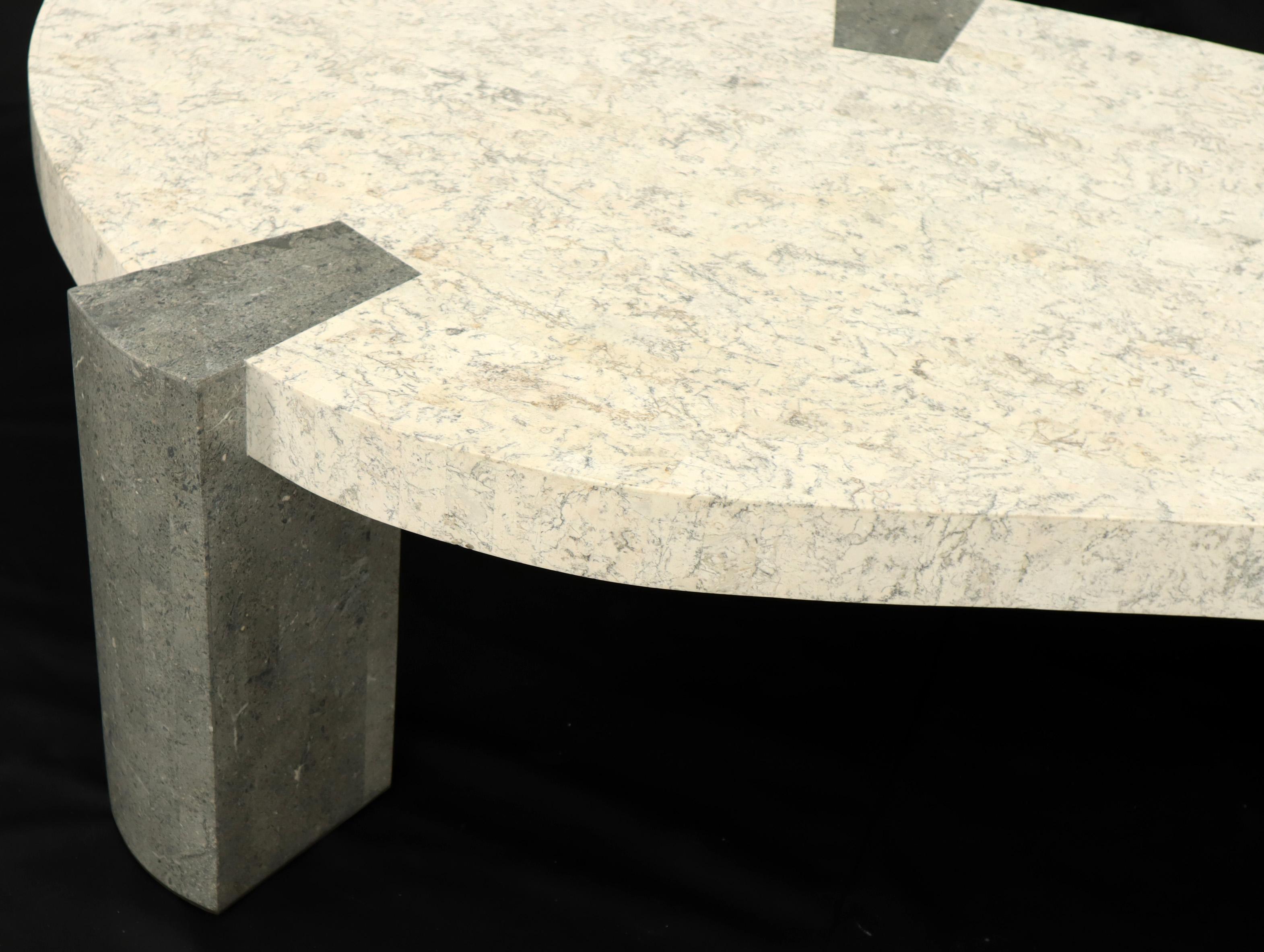 Mid-Century Modern Ameoba Organic Kidney Shape Stone Marble Tile Veneer Coffee Table