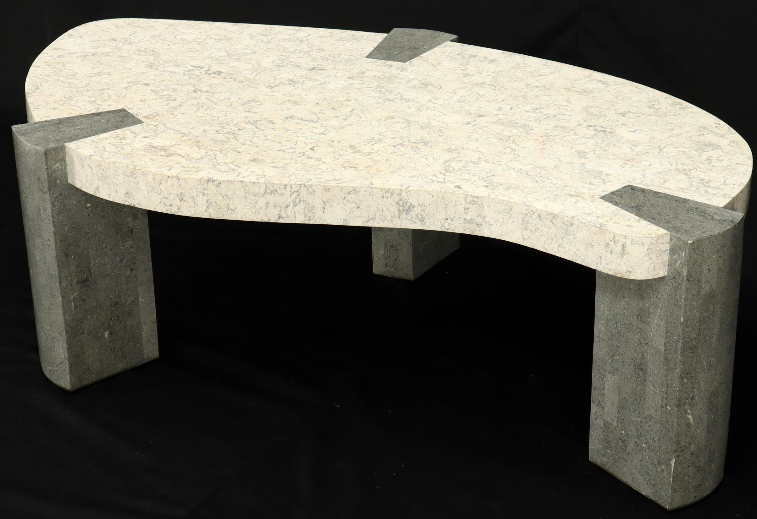 20th Century Ameoba Organic Kidney Shape Stone Marble Tile Veneer Coffee Table