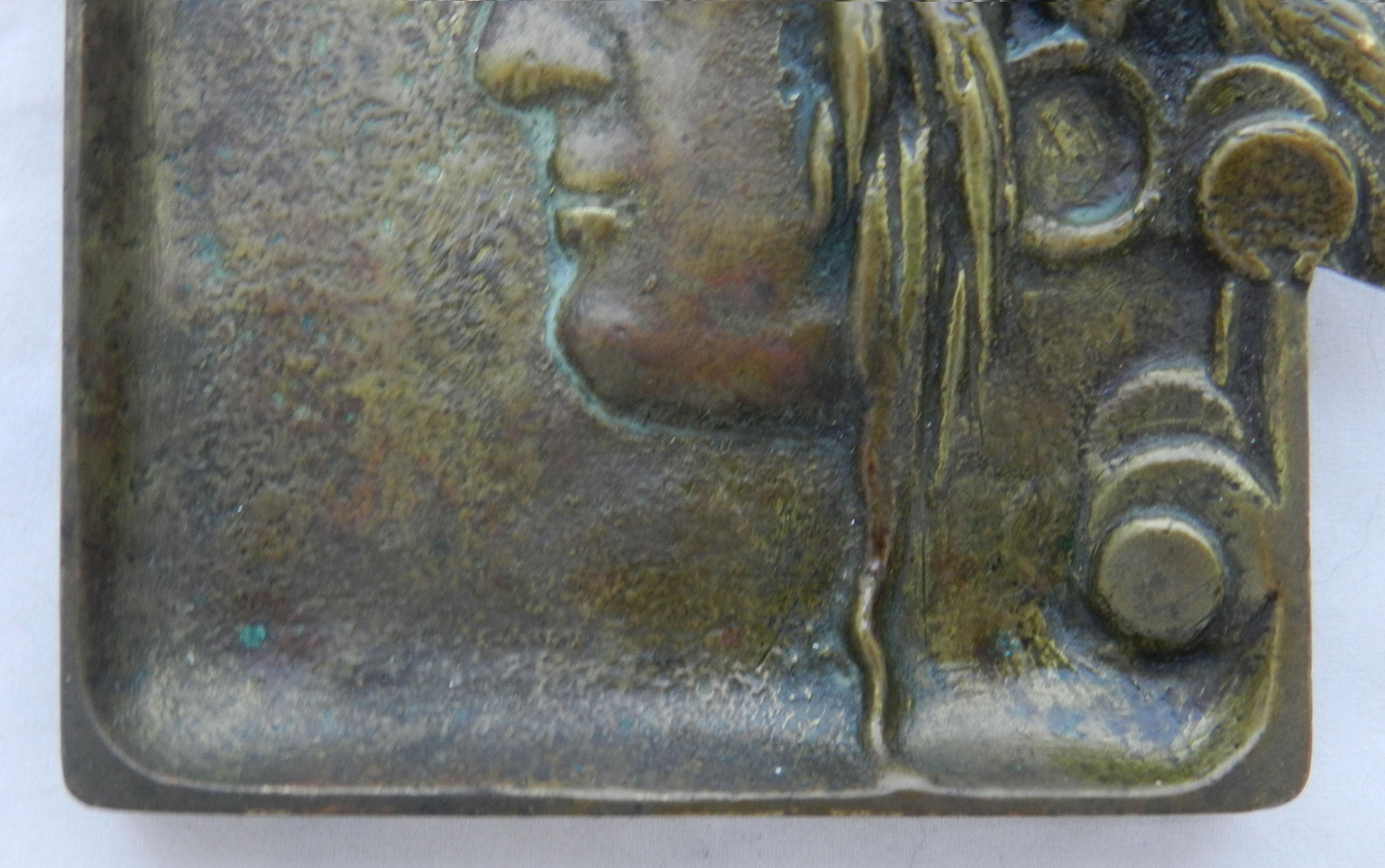 French American Native Head Bronze Dish Vide Poche Ashtray Art Nouveau FREE SHIPPING