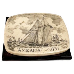 America 1851 Vintage Belt Buckle Antique Maritime Sailboats