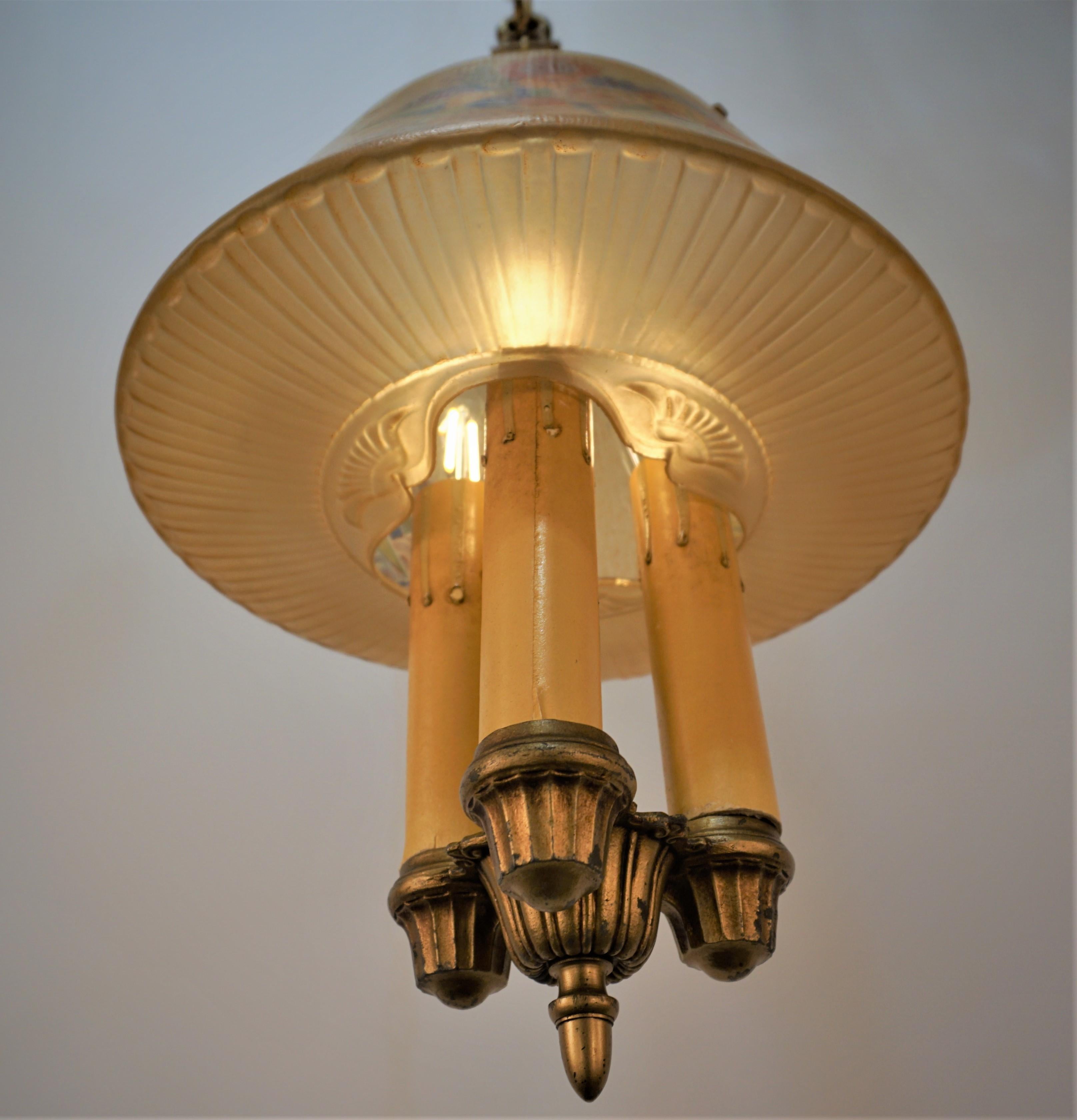 America 1920s Art Deco Chandelier by Lightolier In Good Condition For Sale In Fairfax, VA
