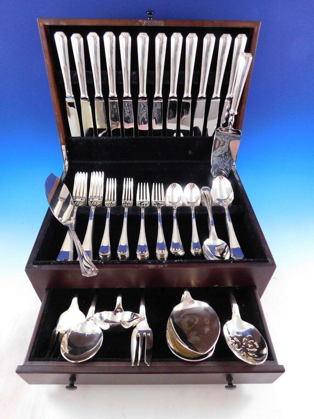 With a dedication to perfection and quality, Christofle flatware creations unite craftsmanship and modern technique, resulting in flatware to be handed down through generations.

America by Christofle France estate Silverplate Flatware set - 82