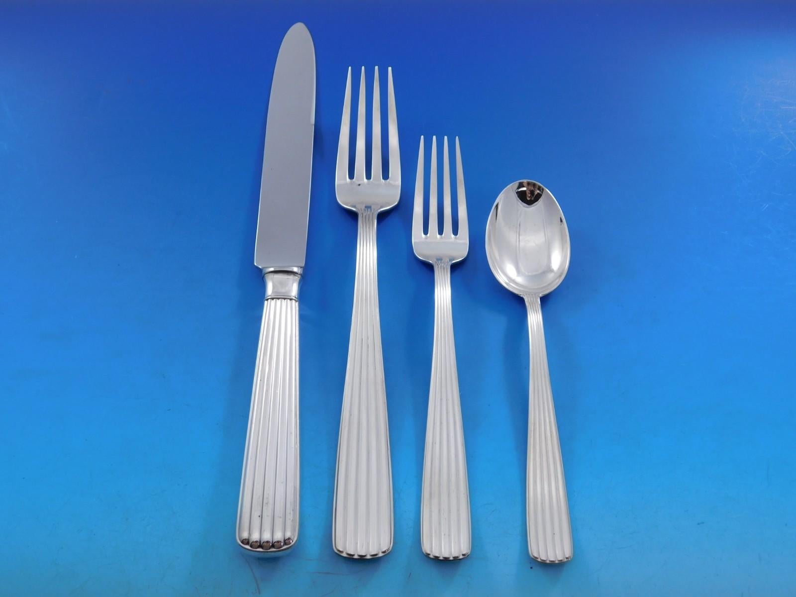 America by Schiavon Sterling Silver Flatware Dinner Set Service 62 Pcs Italy For Sale 1