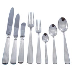America by Schiavon Sterling Silver Flatware Dinner Set Service 62 Pcs Italy