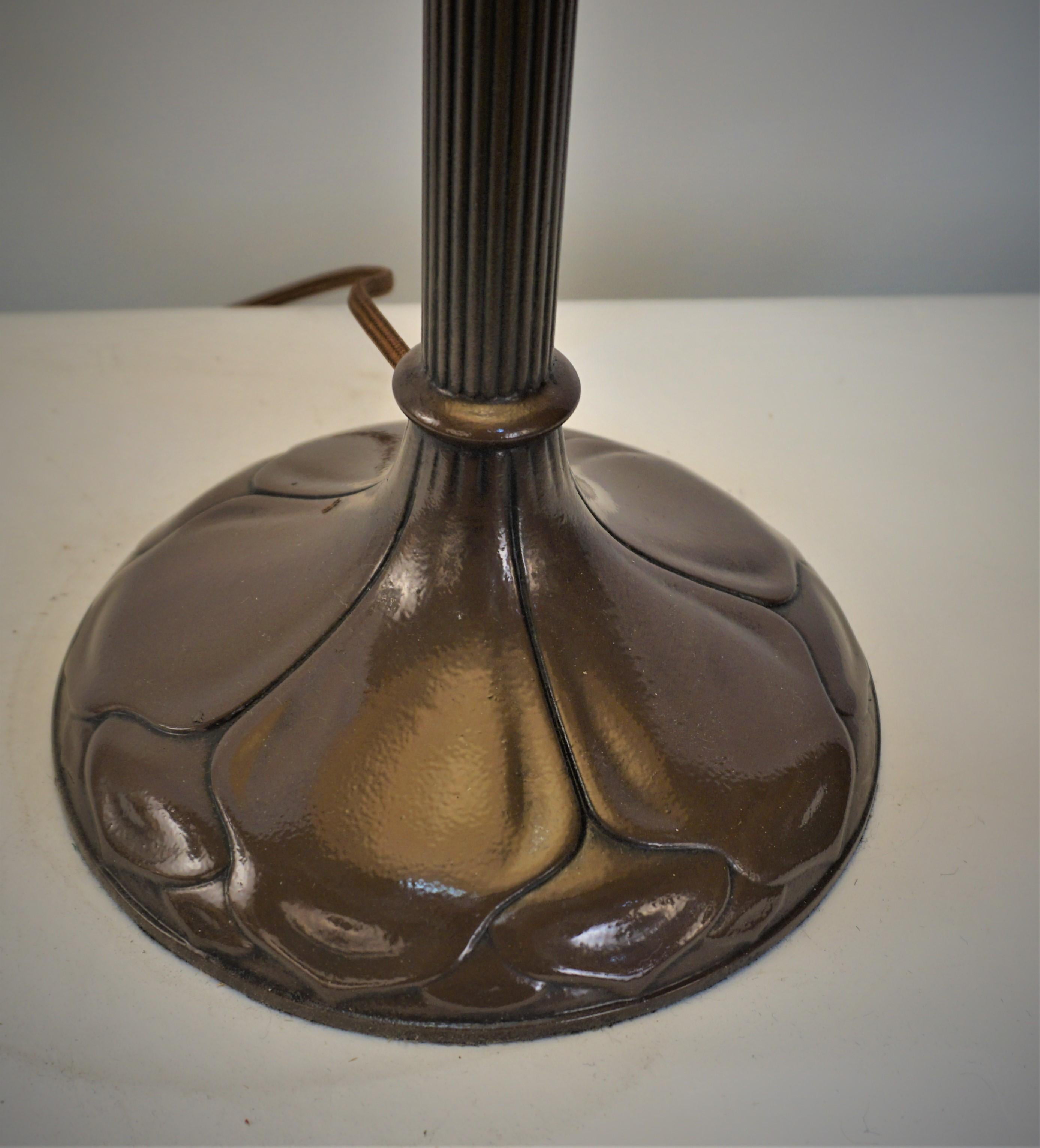 American America Handel Lamp with Reverse Painted Glass Shade For Sale