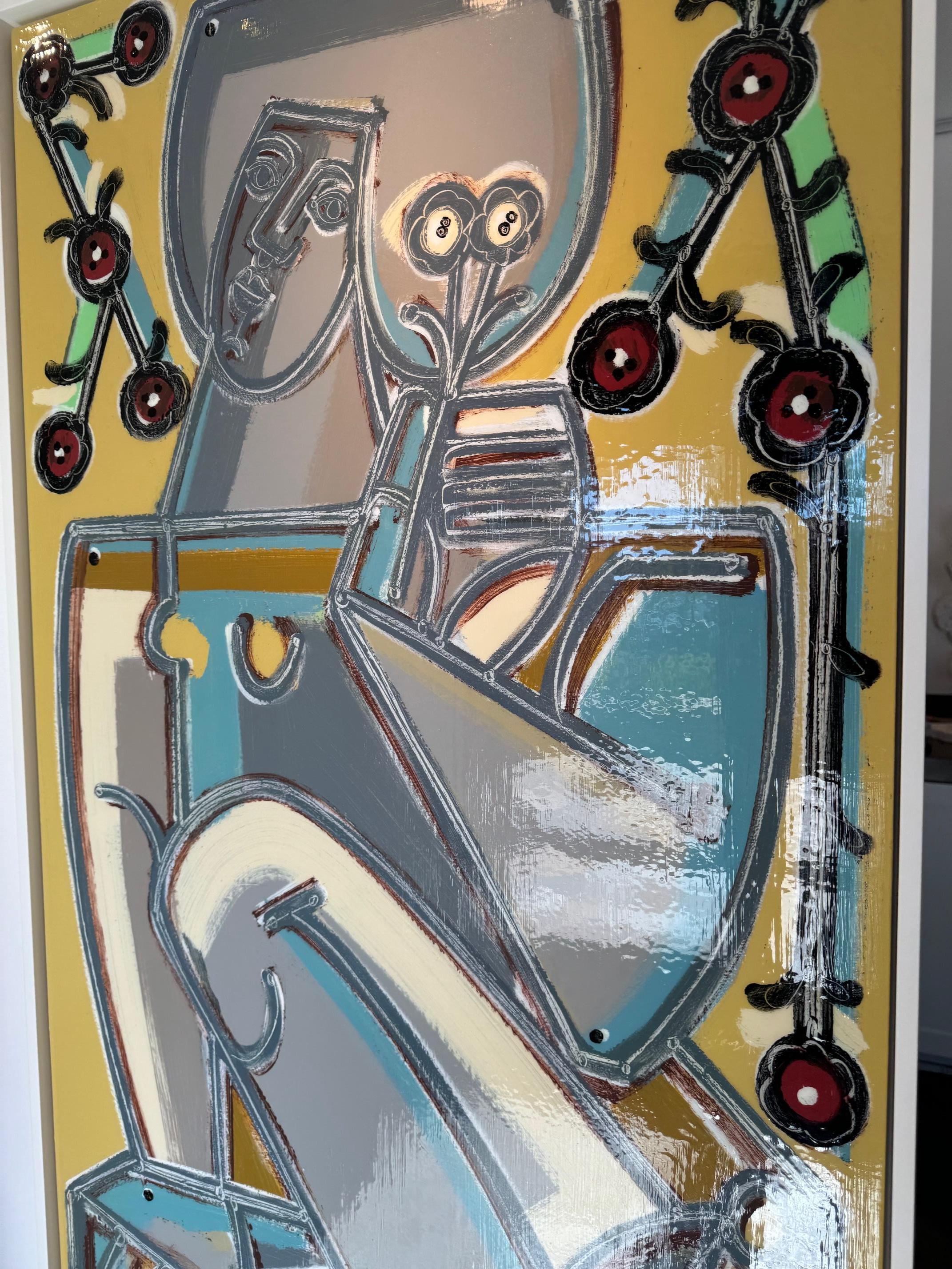 Figura Desnuda Abstracta con Flores, Flores Rojas y Blancas by America Martin en venta 2
