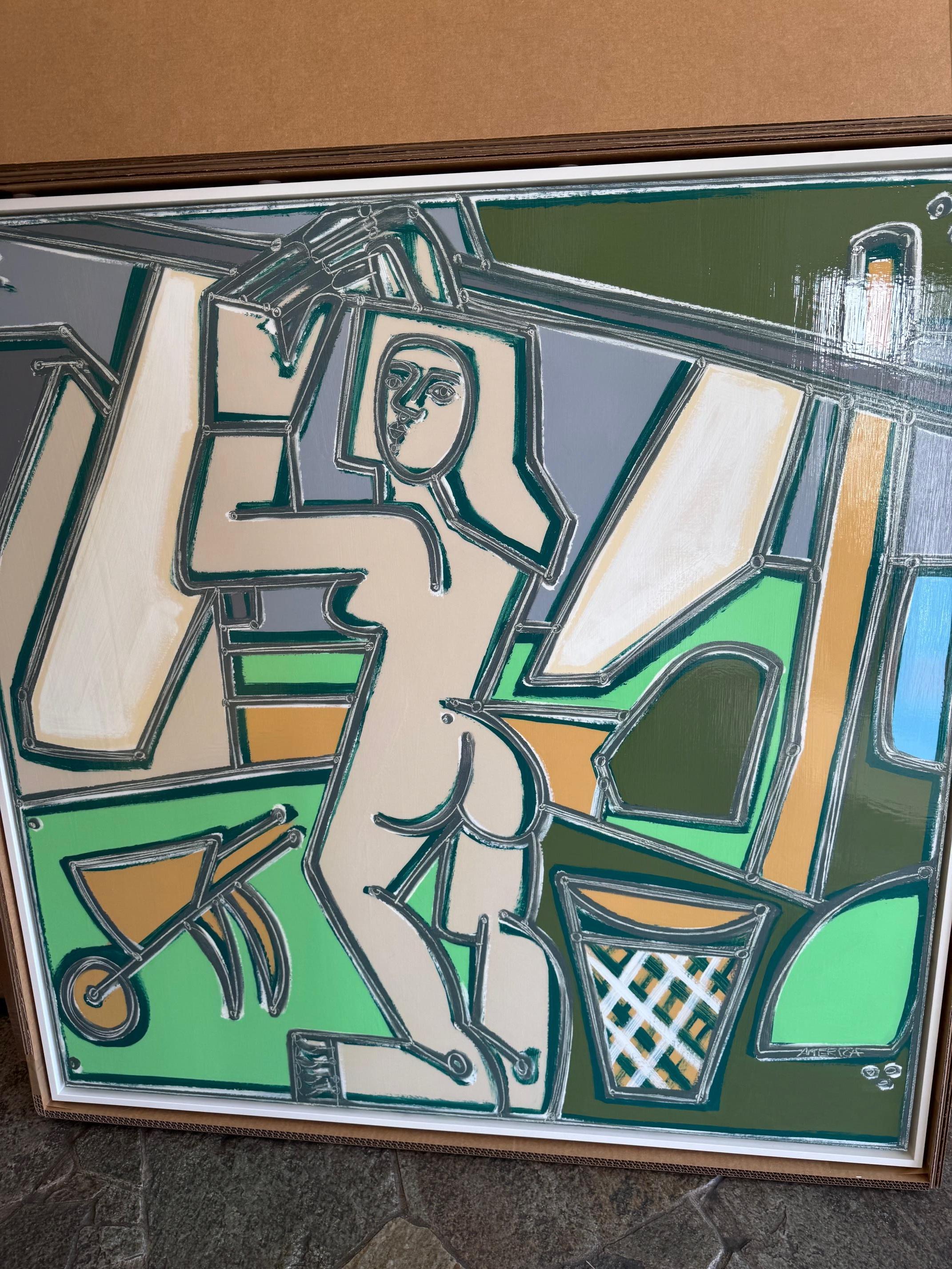 Figura femenina abstracta, pastel_Quita las sábanas de la línea por America Martin en venta 2