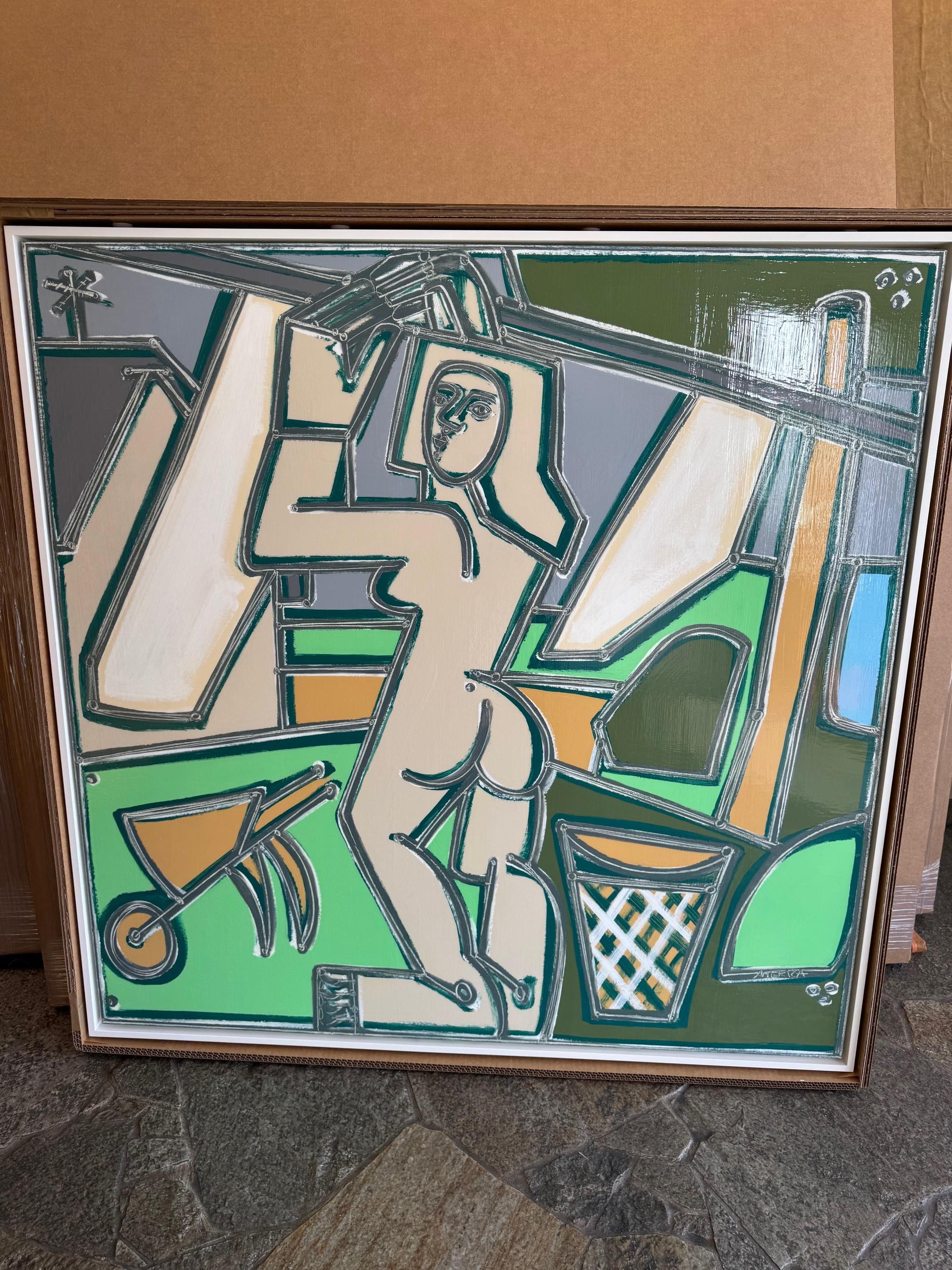Figura femenina abstracta, pastel_Quita las sábanas de la línea por America Martin en venta 1