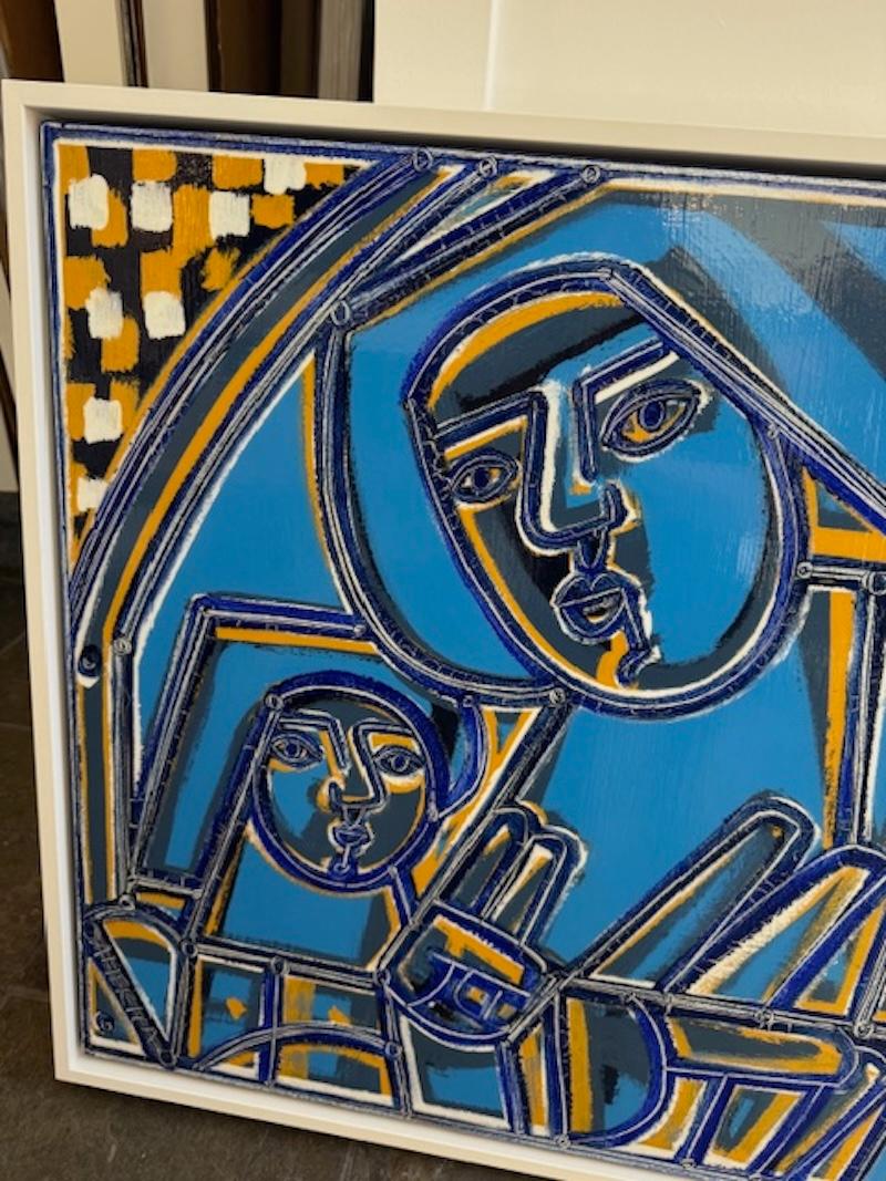 Figure abstraite, Femme et enfant en bleu par America Martin en vente 3
