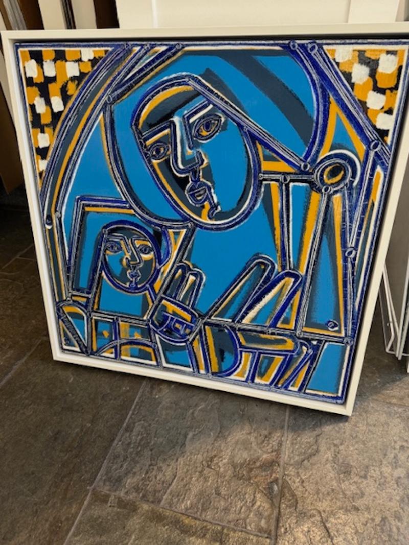 Figure abstraite, Femme et enfant en bleu par America Martin en vente 5