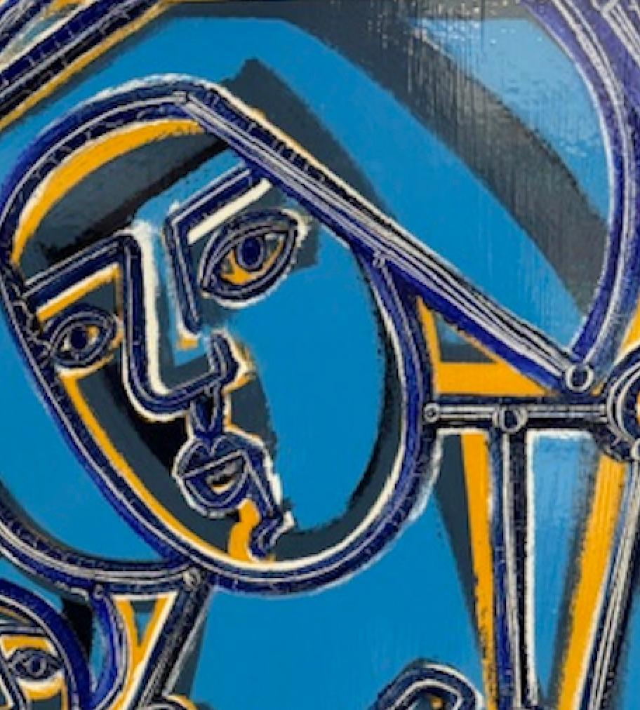 Figure abstraite, Femme et enfant en bleu par America Martin en vente 6
