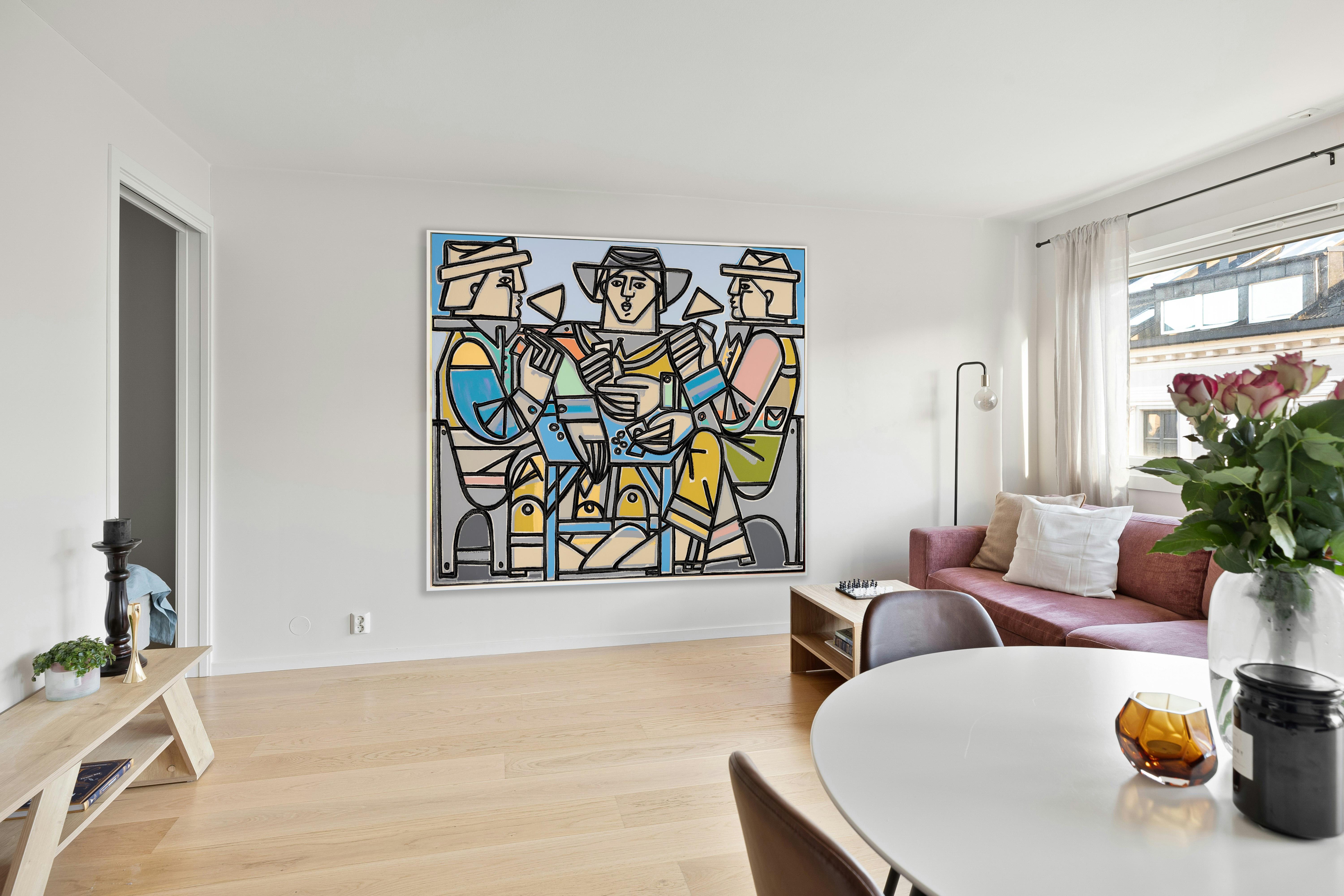 Abstrakte Figur, Hommage an Cezzanne's Kartenspieler von America Martin im Angebot 8