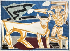 Animaux et personnages sur papier, « Bull Fighter Collage II » d'America Martin