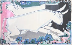 Ink on paper, Flora, Animals, The Bull Fighter Collage VI by America Martin