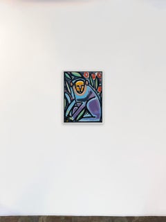 Blue Monkey_America Martin_Oil/Acrylic/Canvas_Animal Portrait_Blue