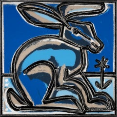 Blue Rabbit (Left)_2023, America Martin_Oil/Acrylic/Canvas_Animal Portrait