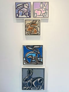 Blue Rabbit (Right), America Martin_Oil/Acrylic/Canvas_Animal Portrait