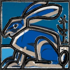 Blue Rabbit (Right)_2023, America Martin_Oil/Acrylic/Canvas_Animal Portrait