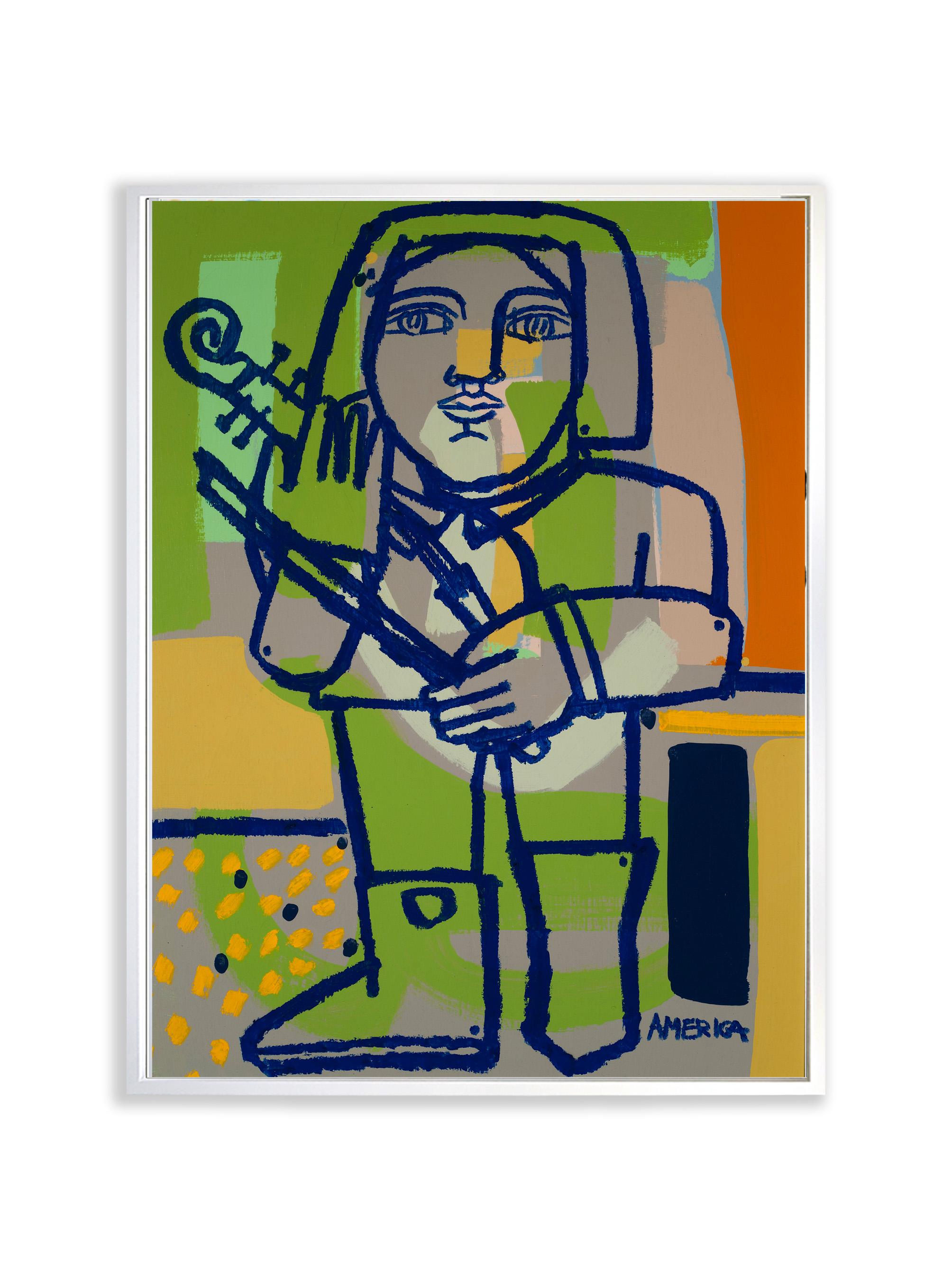Stiefel und Geige_Amerika Martin_Öl/Acryl/Leinwand_Figuratives_Portrait (Zeitgenössisch), Painting, von America Martin