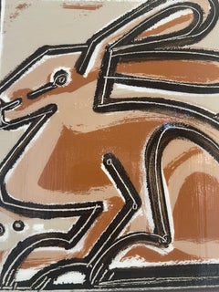 Brown Rabbit_ America Martin_Oil/Acrylic/Canvas_Animal Portrait_Earth Tones
