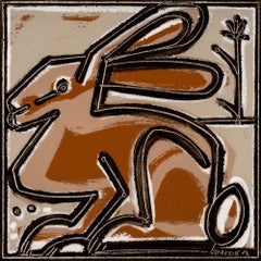 Brown Rabbit_2023, America Martin_Oil/Acrylic/Canvas_Animal Portrait_Earth Tones