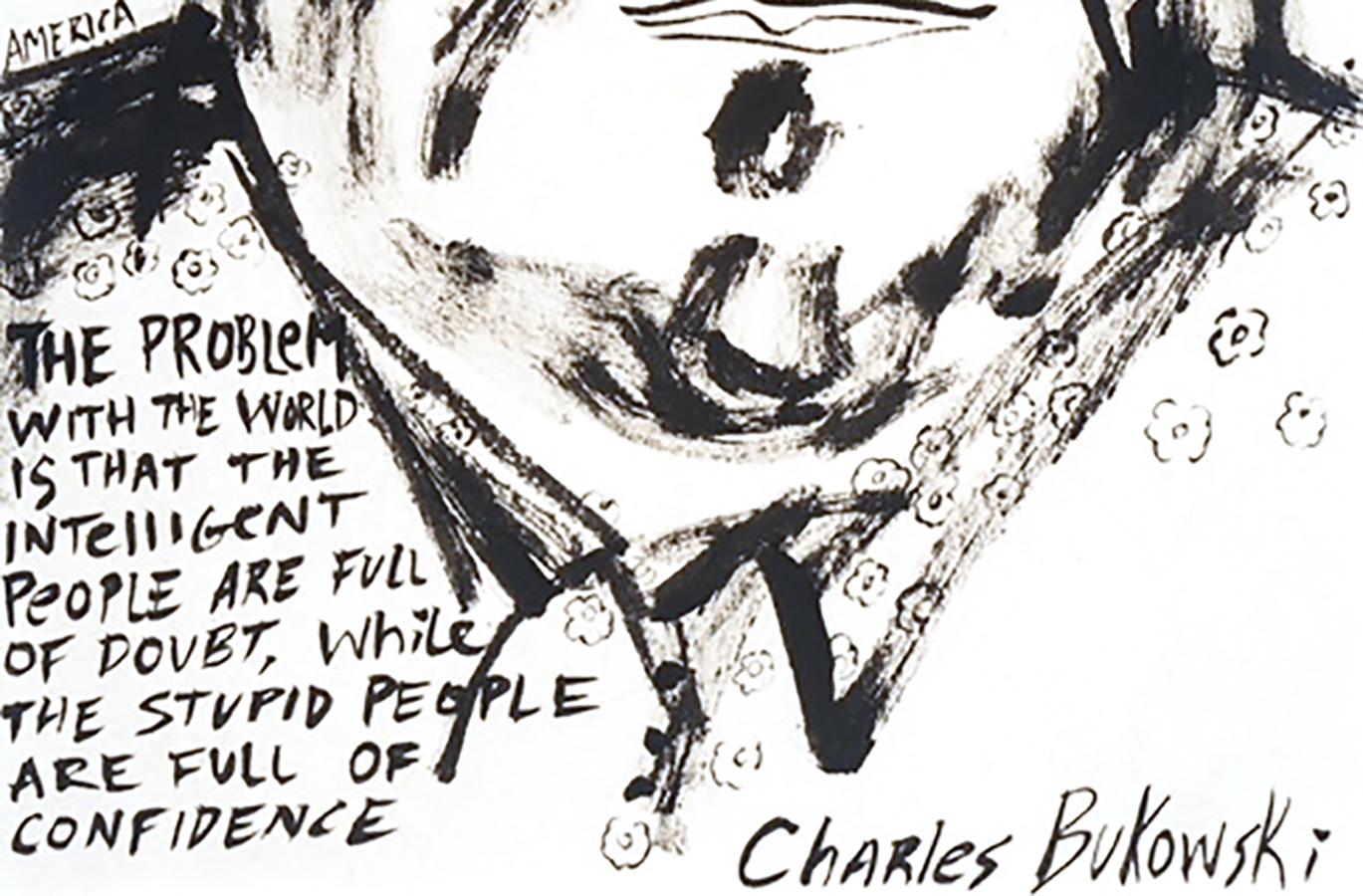 Charles Bukowski, America Martin, portrait avec partie à l'encre de vente à l'ACLU/NAACP en vente 3