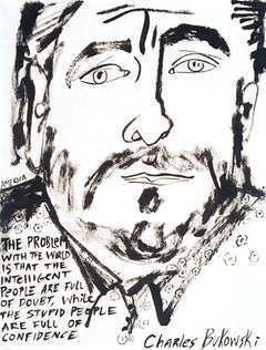 Charles Bukowski, America Martin, portrait w ink- portion of sale to ACLU/NAACP