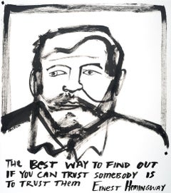 Ernest Hemingway, America Martin, portrait w ink- portion of sale to ACLU/NAACP