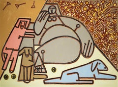 Figura femenina, animal, mujer con perros por America Martin