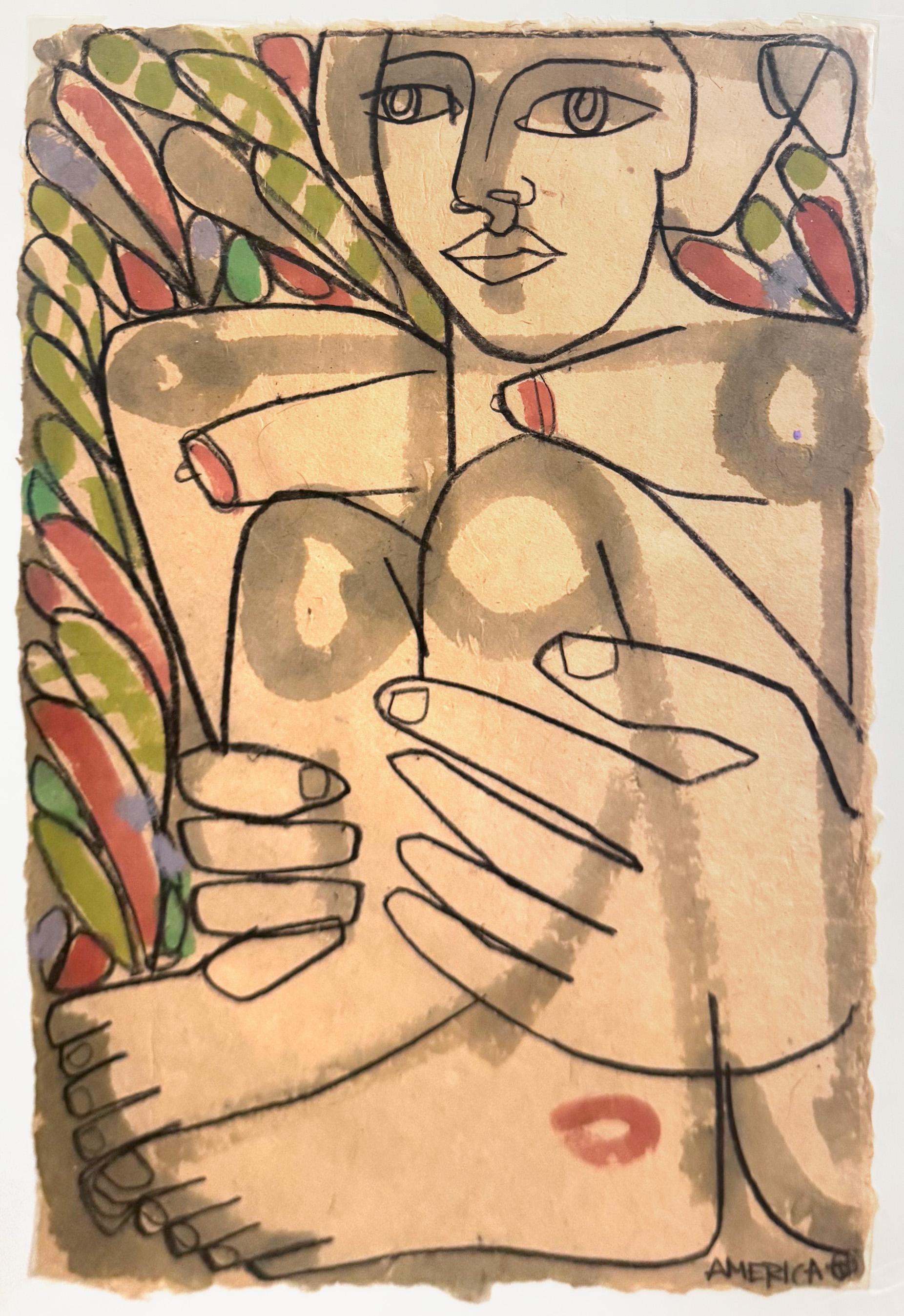Amerika Martin
„Knees Up Too“, 2011
Gemischte Medien auf Papier
18 x 12.25 in (45.72 x 31.12 cm)

America Martin ist eine international vertretene kolumbianisch-amerikanische Künstlerin mit Sitz in Los Angeles. Amerika ist ein Maler und ein