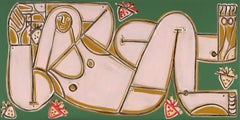 Female Figure Painting, Flora, Bold lines, Strawberry Patch by America Martin
