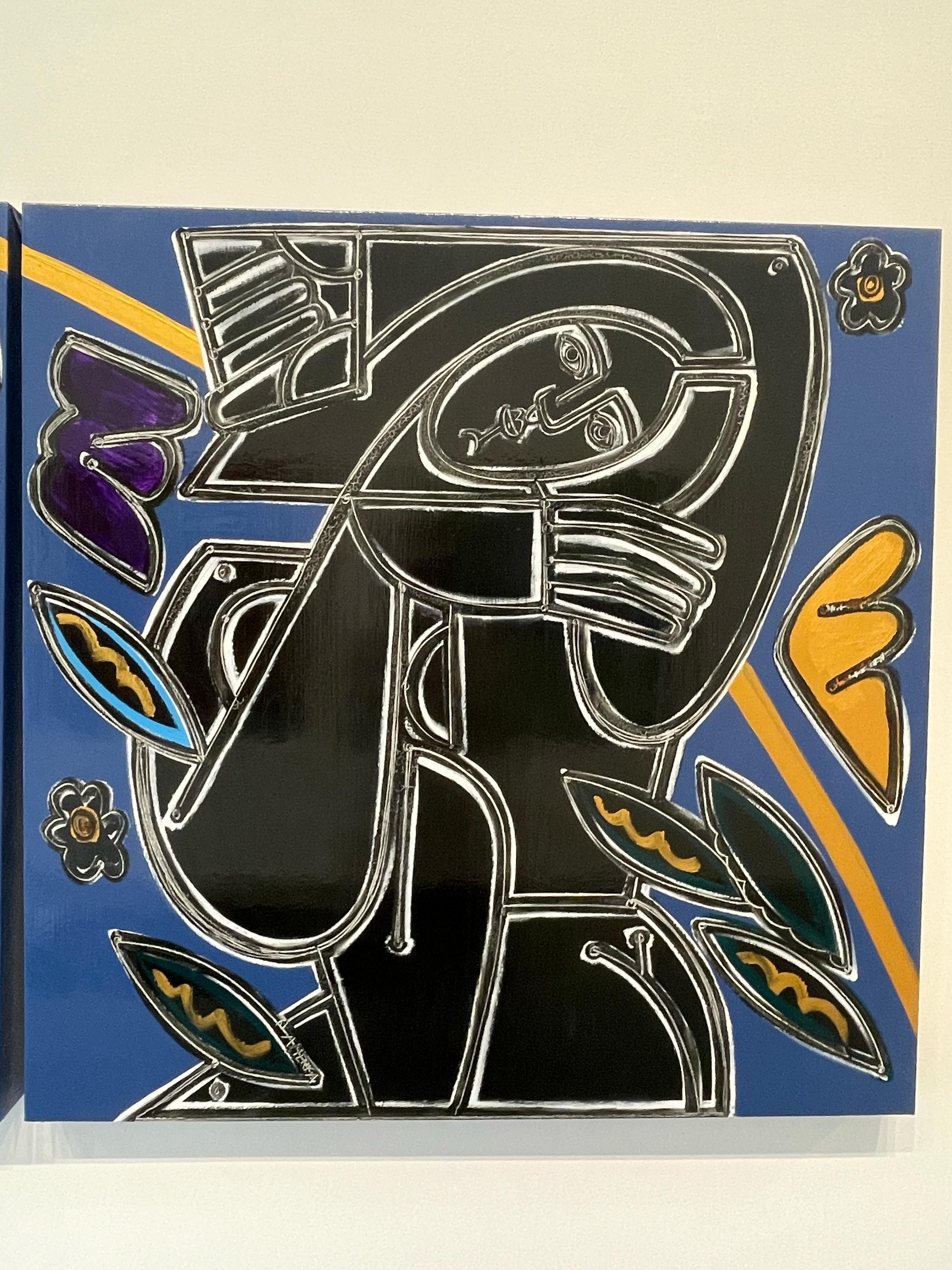 Figurative/Blue/Floral_Dance In The Soft Golden Wind III_America Martin For Sale 1
